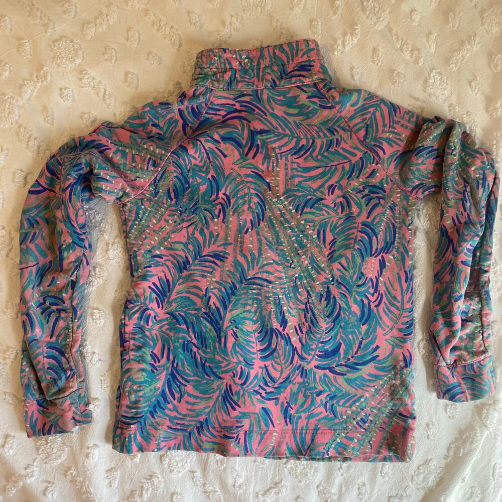 Lilly Pulitzer Girls Size Medium 6-7 Half Zip Popover Tiki Pink Royal Lime - Picture 2 of 4